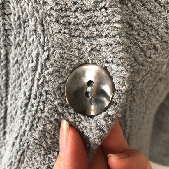 Margaret O’Leary cardigan grey blue one button longer length - Picture 4 of 6